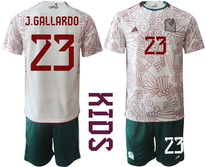 Youth 2022 World Cup National Team Mexico away white 23 Soccer Jersey